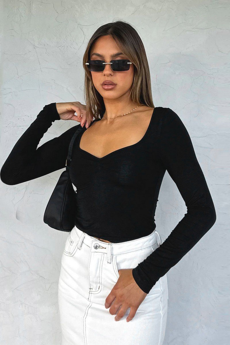 WOMEN DAILY SIMPLE LONG SLEEVE CROP T SHIRT